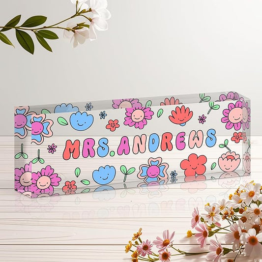 Personalized Name Plate for Desk, Custom Acrylic Desk Name Sign, Office by Unknown