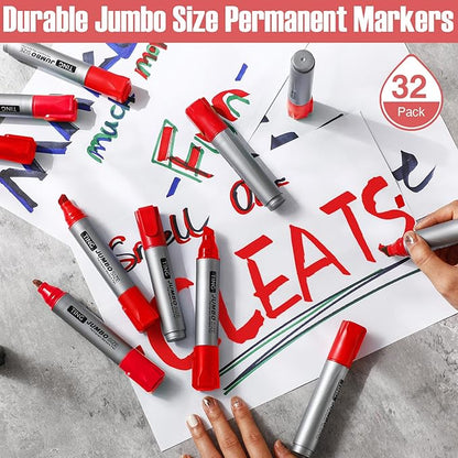 Fuutreo 32 Pcs Jumbo Permanent Markers Bulk Large Chisel Tip Permanent Markers - Image 7
