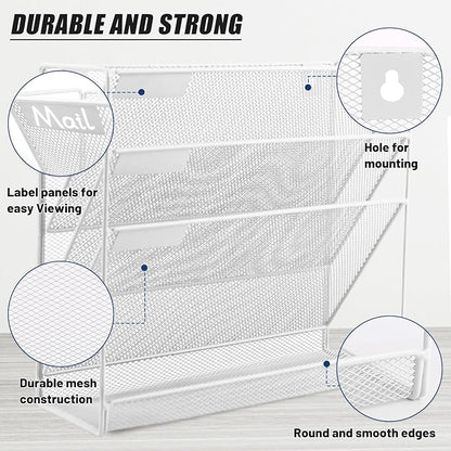 EASEPRES Desk File Organizer Mesh 4-Tier, Hanging Wall Mount Document - Image 3
