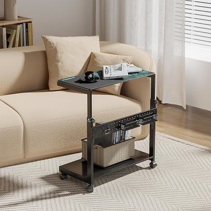 EUREKA ERGONOMIC PC Stand Computer Cart Frosted Glass, Height Adjustable Tower - Image 9