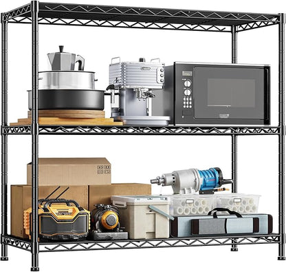 3- Shelf Metal Shelving Unit 35.6Wx14Dx36H, Adjustable Storage Shelves Heavy by Durayloly