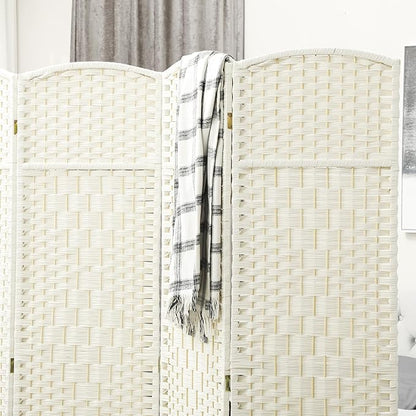 HOMCOM 4 Panel Room Divider, Hand-Woven Freestanding Wall Partition - Image 6
