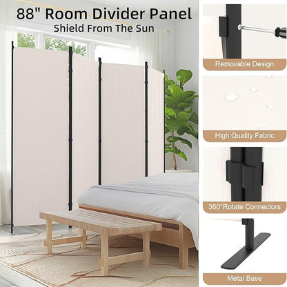 Kecreque Room Divider 4 Panel Partition Room Dividers & Folding Privacy Screens - Image 3
