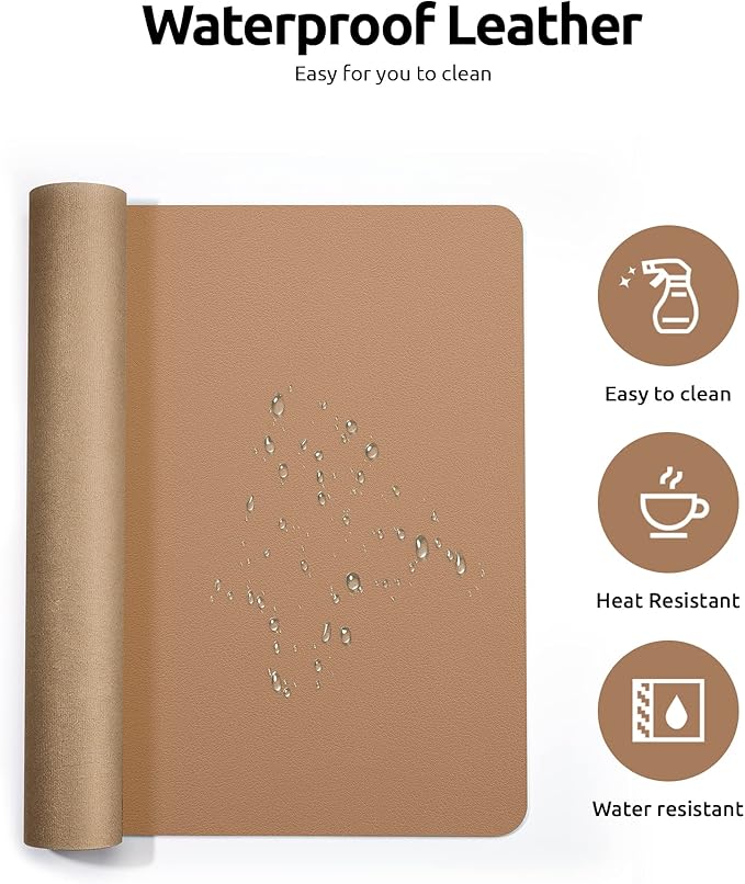 YSAGi Leather Desk Protector, Office Mat, Large Mouse Mat, Non-Slip PU Leather - Image 4