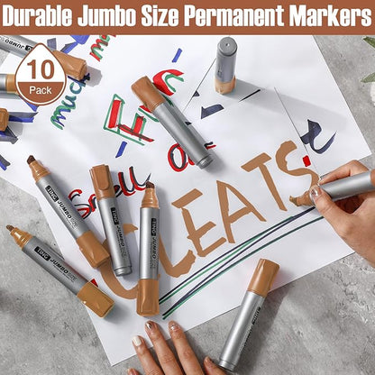 Fuutreo 10 Pack Jumbo Permanent Markers Bulk Large Chisel Tip Permanent Markers - Image 7