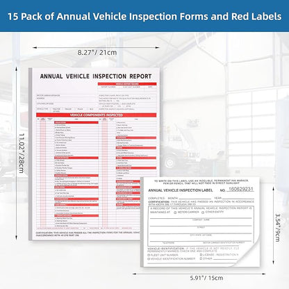 15-Pack Annual Vehicle Inspection Report Form, 3-Ply Carbonless Form and - Image 2