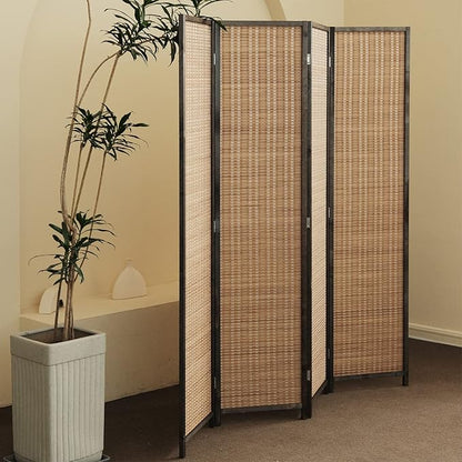 Furnnylane 4 Panel Bamboo Room Divider and Folding Panel Screen, Bamboo Panel - Image 3