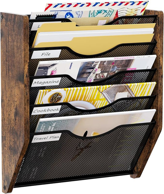PAG-Mass Wall File Organizer, 5 Tier Mesh Mail Organizer Wall Mounted, Hanging by PAG-Mass