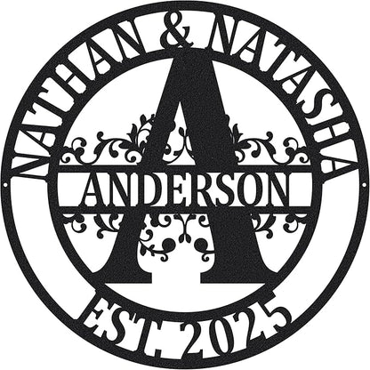 Custom Metal Signs | Personalized Monogram Name Sign | Outdoor Wall Art by AVAGift