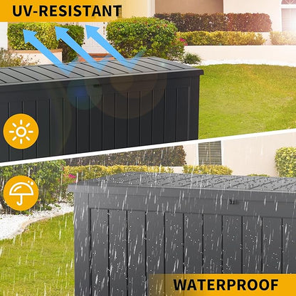 Decksplore Outdoor Storage Box Waterproof Large, 180 Gallon Lockable Resin Deck - Image 3