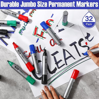 Fuutreo 32 Pcs Jumbo Permanent Markers Bulk Large Chisel Tip Permanent Markers - Image 7