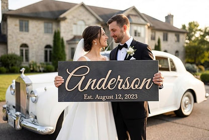 Custom Family Name Sign | Personalized Wooden Wedding Gift | Rustic Last Name - Image 2