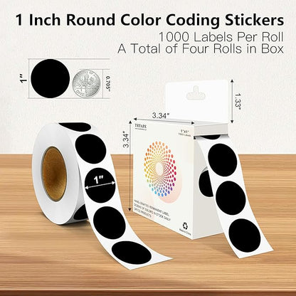 Black 1 Inch Round Color Coding Labels - Image 2