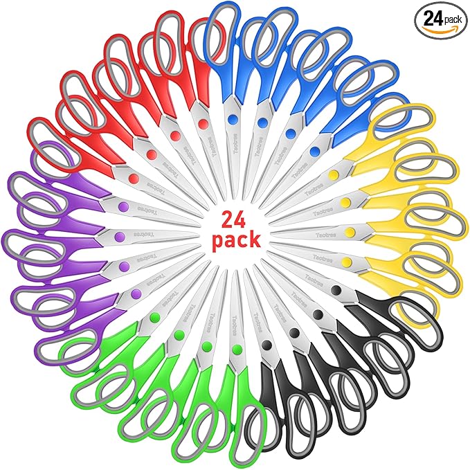 Scissors Bulk Set of 24-Pack, Taotree 8" Scissors All Purpose Comfort Grip by Taotree