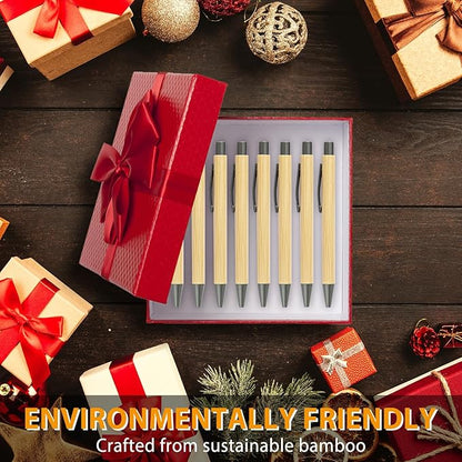 lyforx 200 Pack Bamboo Pens Bulk Wooden Bamboo Pens Engraving Wooden Ballpoint - Image 6