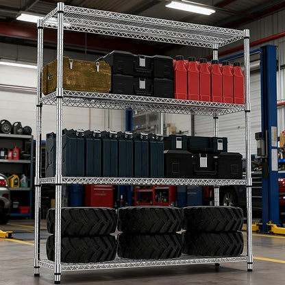 M MZG 4 Tiers Shelf 2640 lbs Steel Storage Shelving Utility Shelving Unit Steel - Image 6