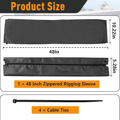 48 Inch Zippered Rigging Sleeve | Heavy Duty 600D Waterproof Marine Cable - Image 3