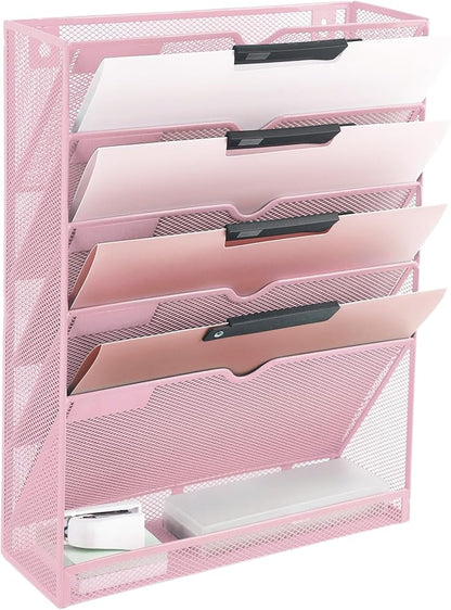 EASEPRES 6 Tier Mesh Hanging Wall File Organizer, Desk Vertical Mail Paper by EASEPRES