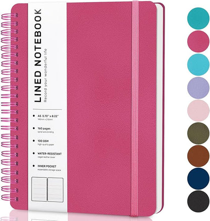 ABERLLS Deeppink Lined Spiral Journal Notebook, 160 Pages, 85.7in A5, by ABERLLS
