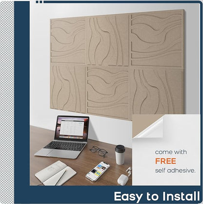BUBOS Large Acoustic Panels, Self-adhesive Sound Absorbing Panels Decorative - Image 8