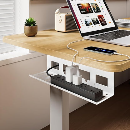 PEGZONE Under Desk Cable Management Tray, 15.7 Inches Metal Cord Organizer Rack - Image 3