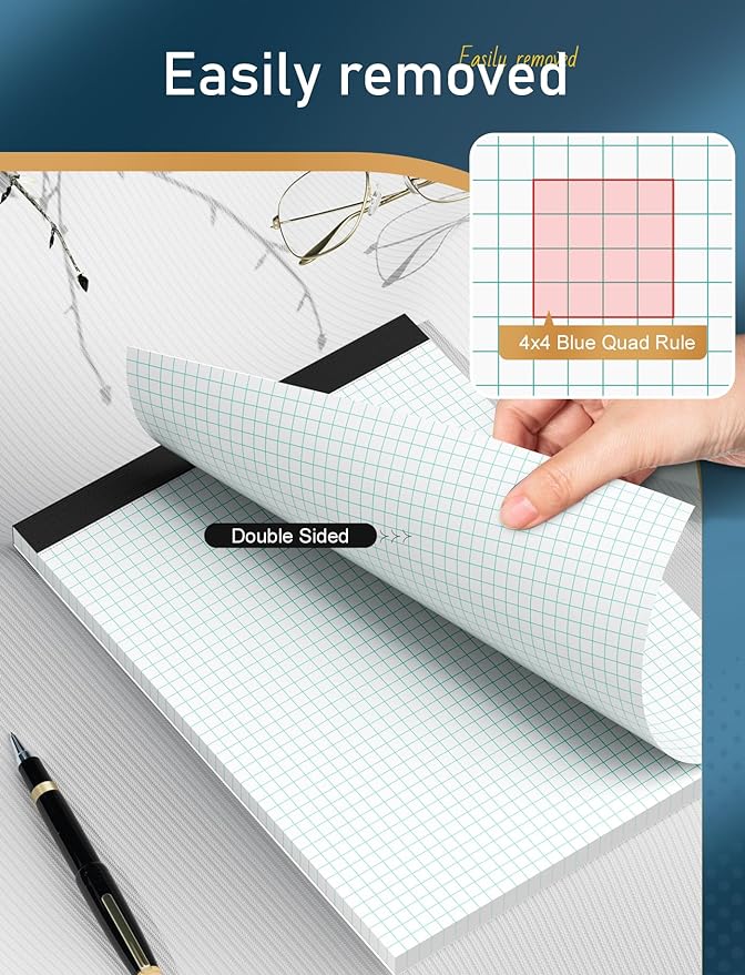 Zaviko Graph Paper Pads 8.5 x 11, 6 Pack, 4x4 Blue Quad Grid Paper Pad - Image 6