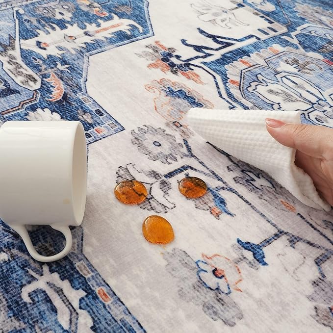 Rugcomf Vintage Medallion Kitchen Rugs Non Slip Washable 2'7"x8' - Image 4