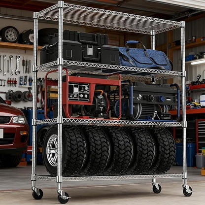 M MZG 4 Tiers Shelf 1400 lbs Steel Storage Shelving Utility Shelving Unit Steel - Image 7