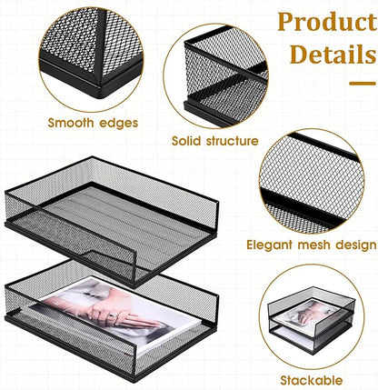 Magazine File Holder, 2 Pack Desk Organizer and Accessories, Metal Paper Tray - Image 2