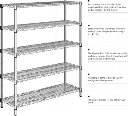 M MZG 2200 Lbs 5 Tier Storage Rack Metal Wire Shelving Unit, Storage Standing - Image 7