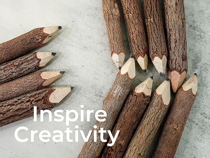 BSIRI Black Pencils Wood Pack of 12 in 7 Inch Tree Bark Wooden Favors in Rustic - Image 9