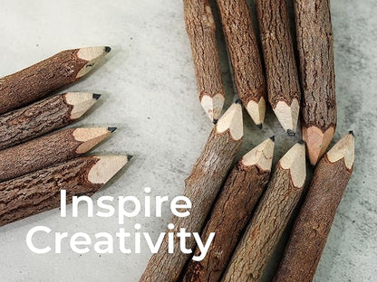 BSIRI Wooden Pencils Rustic Bark Twig Natural Wood Pencil 12 Pack 5 Inch - Image 9