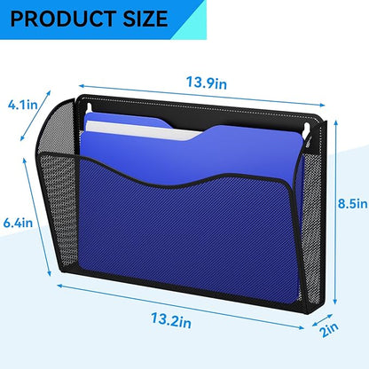 GDINDINFAN 6 Single Pocket Wall File Holder, Mesh Hanging File Folder Paper - Image 3
