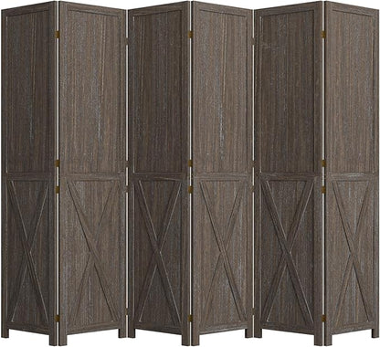 Cozy Castle Wood Room Divider, 6 Panels Folding Privacy Screen, 66.9'' Wall - Image 8