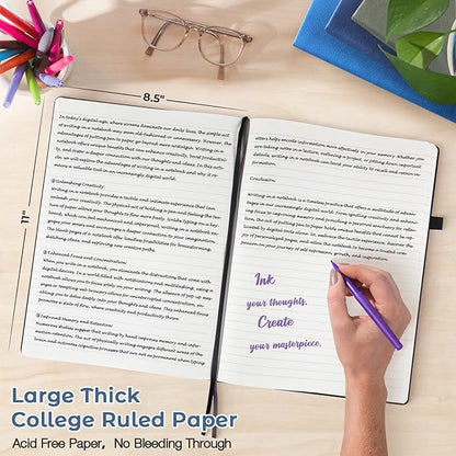 College Ruled Notebook, A4 Hardcover Leather Notebook - Image 2