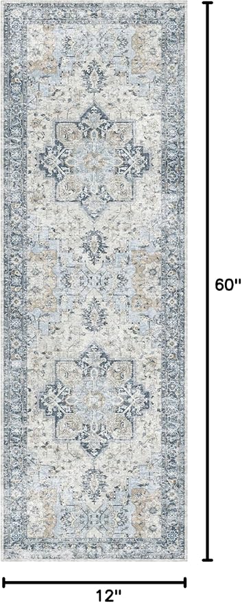 GENIMO Runner Rug 2x5, Machine Washable Non Slip Vintage Runner Rug, Low Pile - Image 2