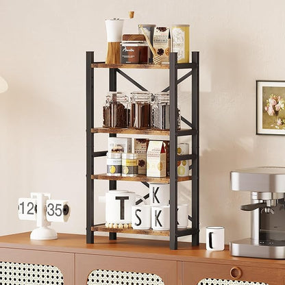 Desktop Bookshelf, 4-Tier Stackable Narrow Bookcase, Adjustable Industrial Desk - Image 7