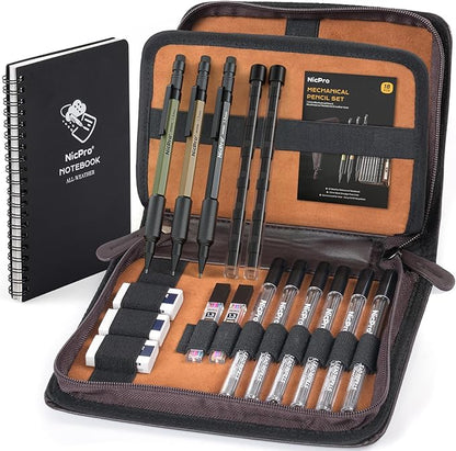 Nicpro 1.3mm Mechanical Pencil Set in Leather Bag by Nicpro