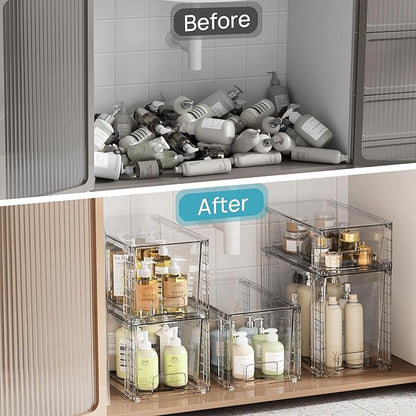 Vtopmart 6 Pack Clear Stackable Storage Drawers, Plastic Drawers - Image 5