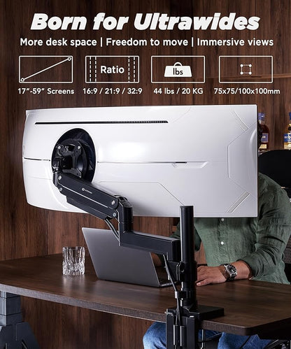 ULTRARM Heavy Duty Monitor Arm for Ultrawide Monitors up to 57" and 44 lbs - Image 2