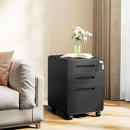 MIIIKO Mobile Filing Cabinet 3 Drawer, Rolling Small File Cabinet - Image 8
