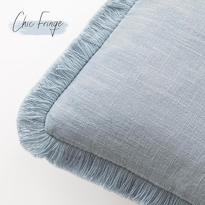 Foindtower Set of 2 Decorative Linen Fringe Throw Pillow Covers Cozy Boho - Image 3
