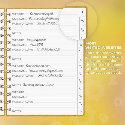 Clever Fox Password Book Spiral – Internet Address & Password Organizer - Image 4