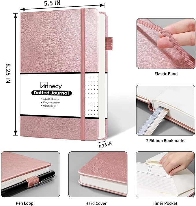Annecy Numbered Bullet Dotted Journal Notebook, Medium 5.5x 8.25, 160 Pages - Image 2