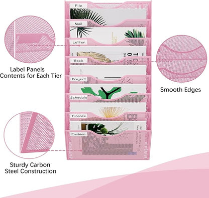 EasyPAG 8 Pocket Mesh Wall File Organizer, Hanging Paper Folder Holder - Image 3