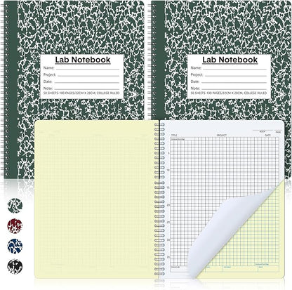 Affrolling 2 Pack Carbonless Lab Notebook Carbon Copy 8.5'' x 11'' 50 Set of by Affrolling