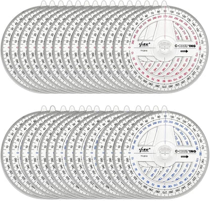360° Protractor Pack of 30 Protactors Plastic Protractor Math Protractors Clear - Image 2