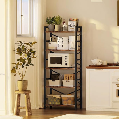 Organization and Storage, 5 Tier Bookshelf, Tall Bookcase - Image 4