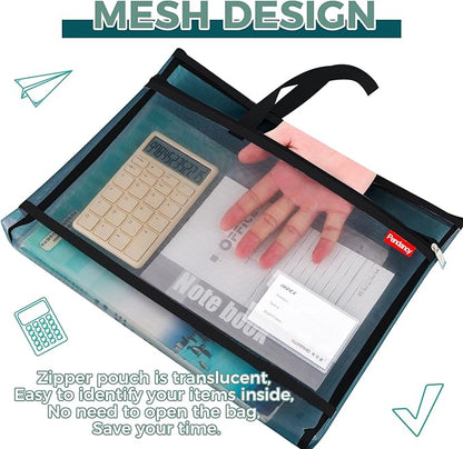 Pendancy Mesh Zipper Pouch A4 Size, Large Double Pocket Lightweight Nylon - Image 4
