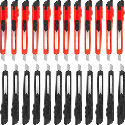 24 Pack Box Cutters, 9mm Razor Knife, Push-Sliding Button, Box Cutter by DIYSELF